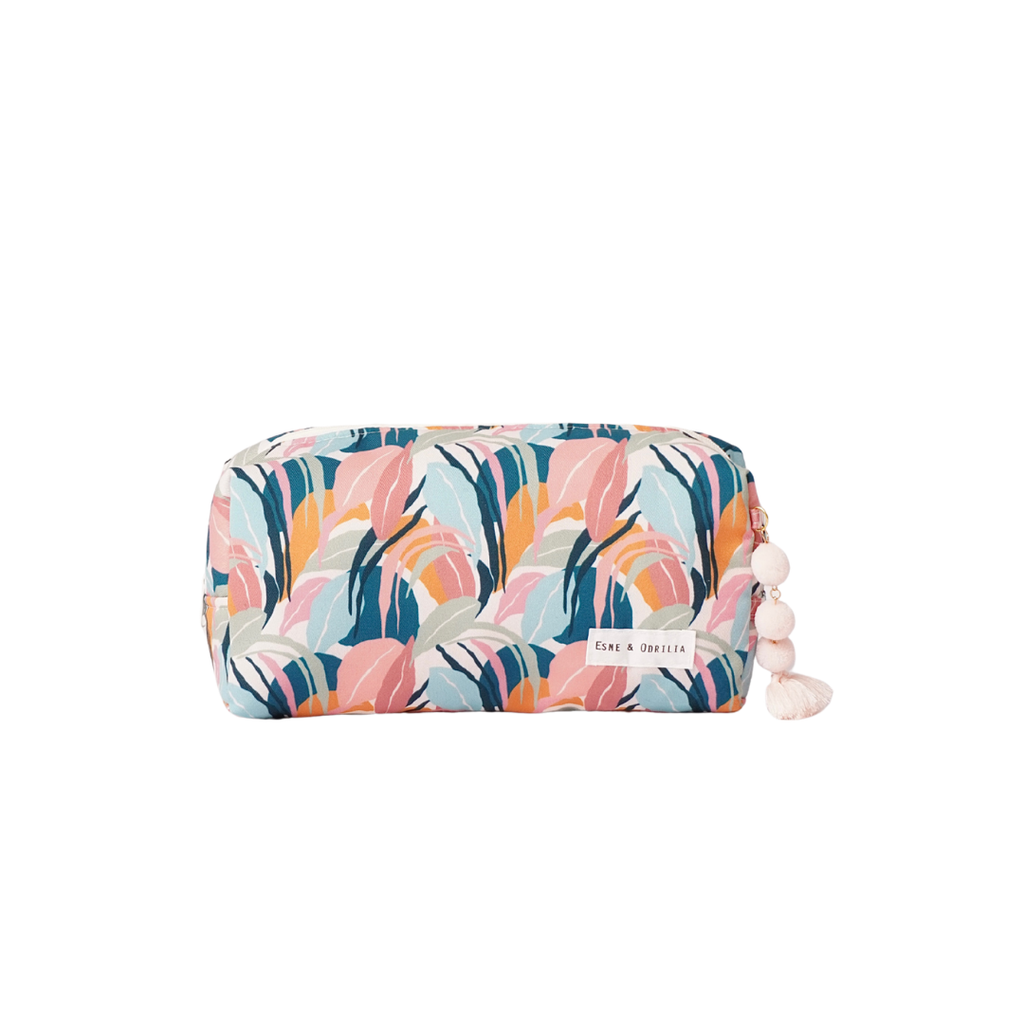 Neceser Rectangular Hojas Pasteles